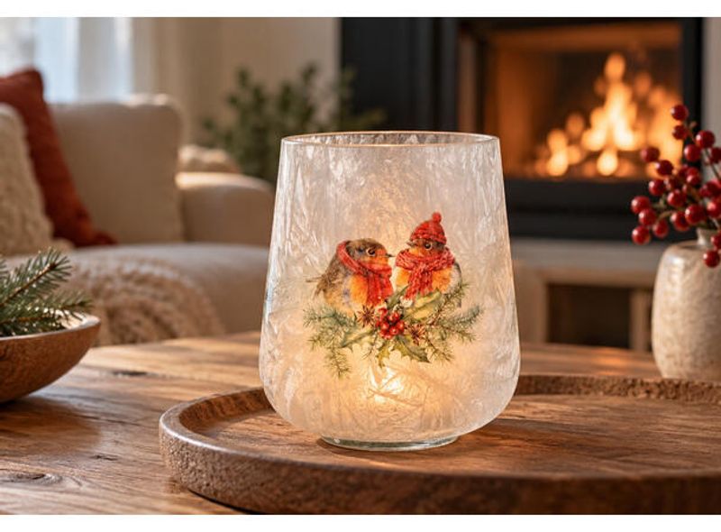 Lysglass frostet dompapp