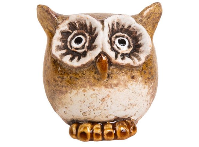 Hovedbilde Ugle oker keramikk 6cm
