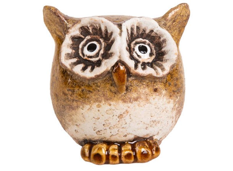 Ugle oker keramikk 6cm