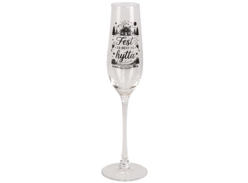 Champagneglass fest på hytta