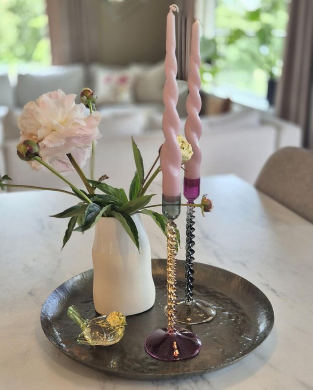 Lysestake glass lilla topp