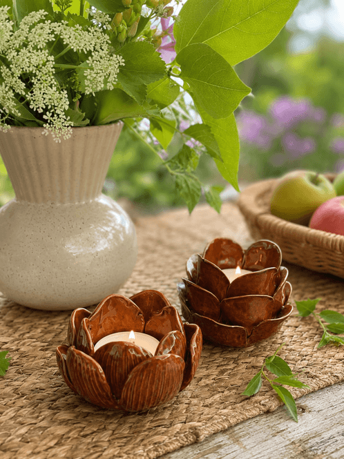 Hovedbilde Telyslykt lotus brun