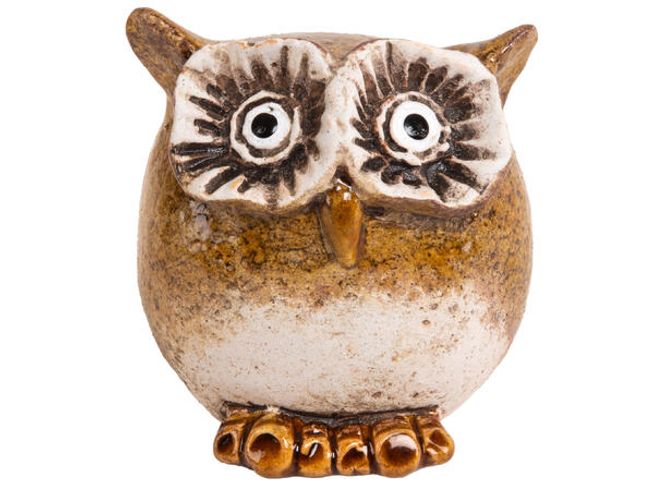 Hovedbilde Ugle keramikk oker 8cm